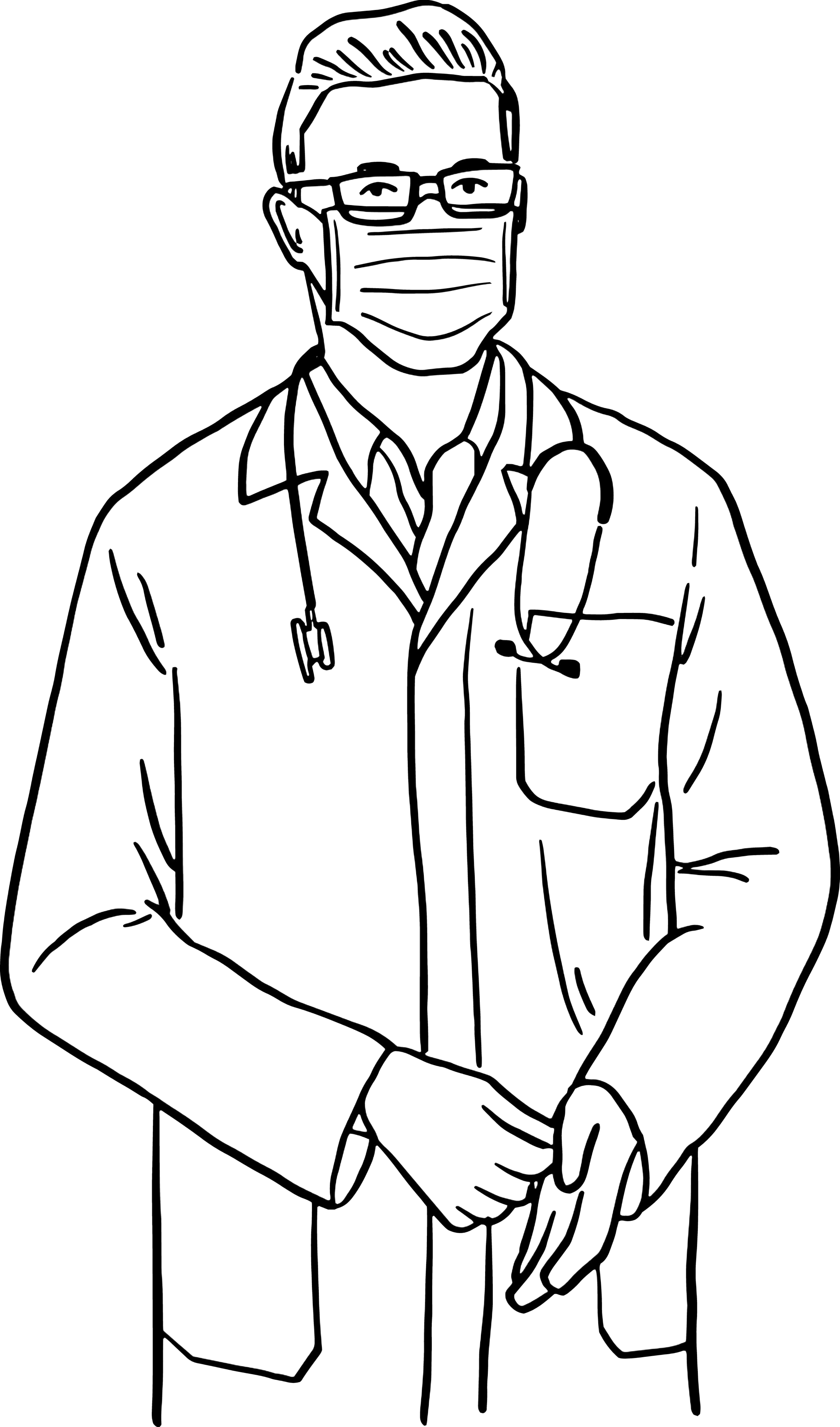 masked doctor line drawing