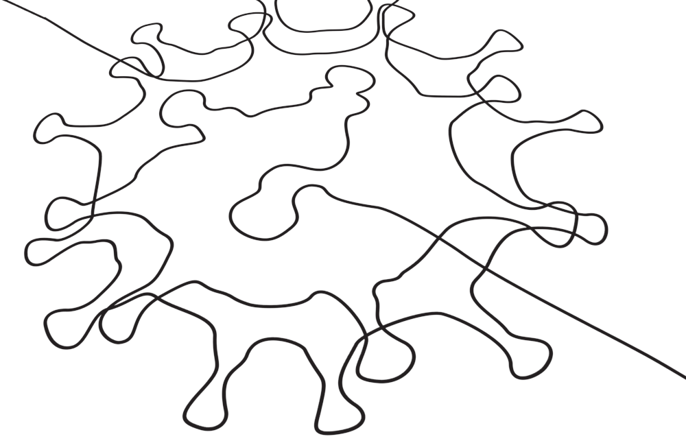 Covid virus line drawing