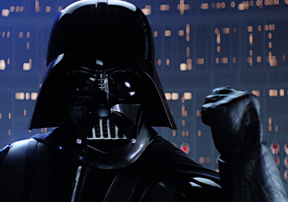Darth Vader holding his fist up